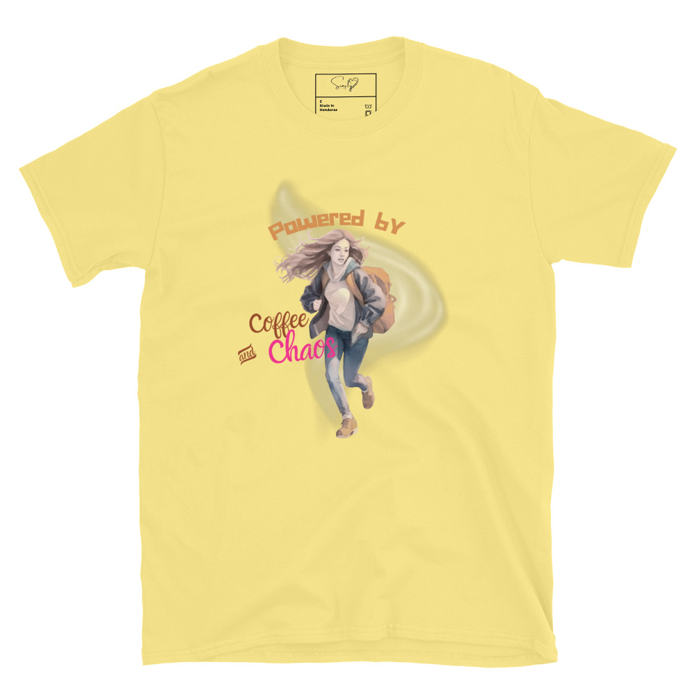 Coffee and Chaos – Short-Sleeve Unisex T-Shirt by Simply Sina - Image 37