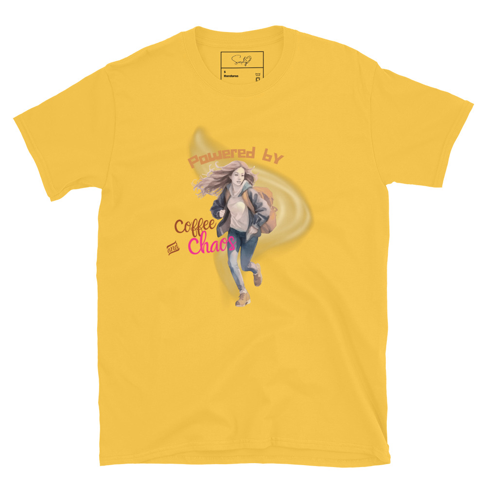 Coffee and Chaos – Short-Sleeve Unisex T-Shirt by Simply Sina - Image 38