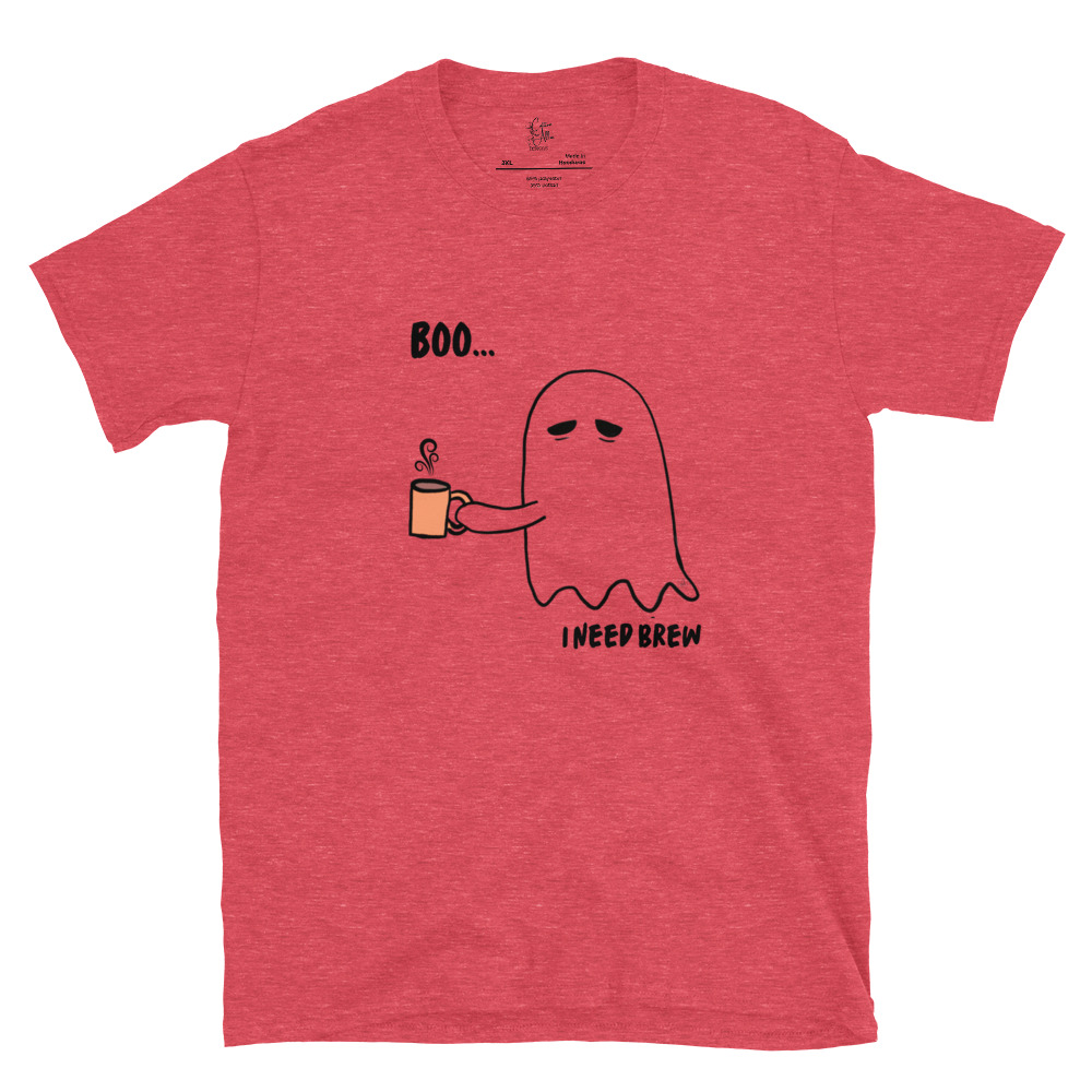 Short-Sleeve Unisex T-Shirt Boo I need Brew by Cotton Allie Designs @ Simply Sina - Image 6