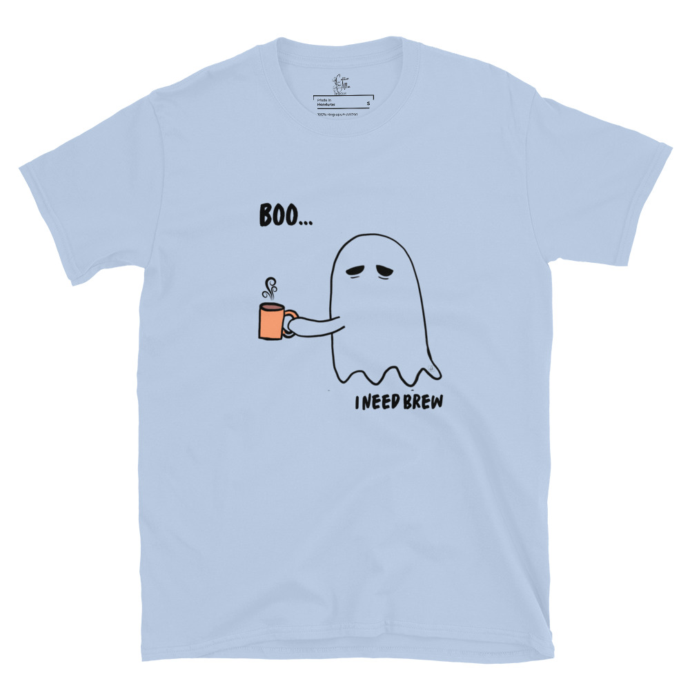 Short-Sleeve Unisex T-Shirt Boo I need Brew by Cotton Allie Designs @ Simply Sina - Image 15