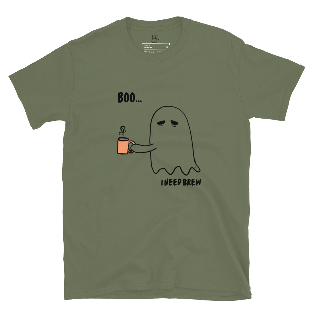 Short-Sleeve Unisex T-Shirt Boo I need Brew by Cotton Allie Designs @ Simply Sina - Image 13