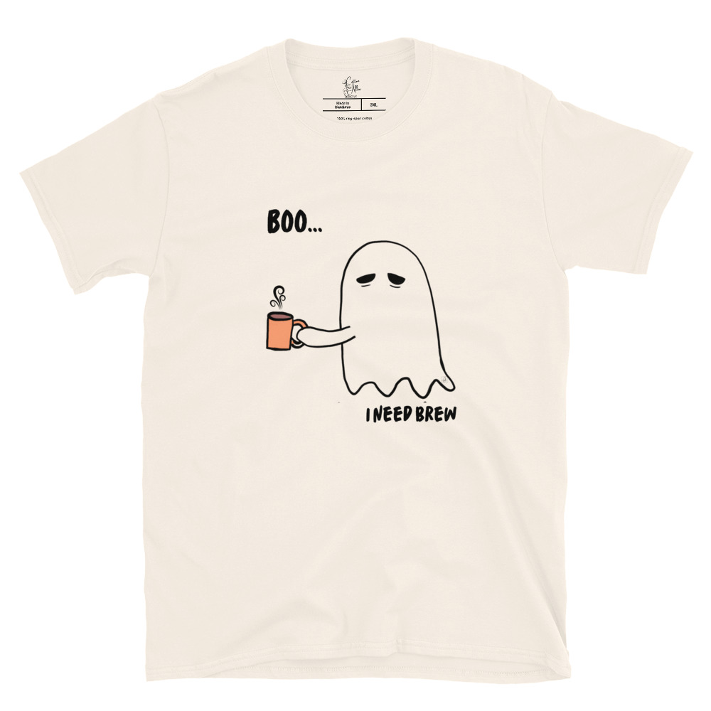 Short-Sleeve Unisex T-Shirt Boo I need Brew by Cotton Allie Designs @ Simply Sina - Image 5