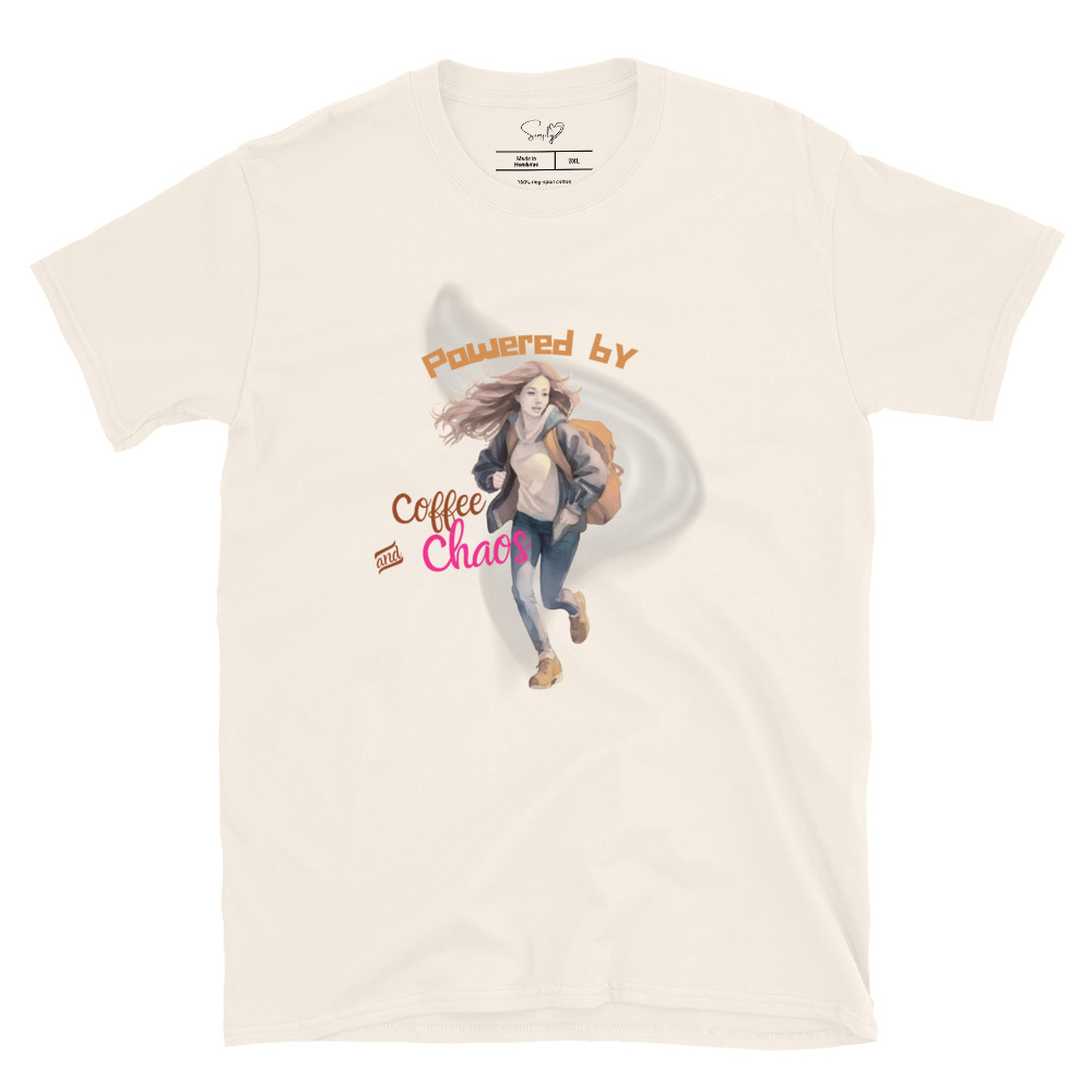 Coffee and Chaos – Short-Sleeve Unisex T-Shirt by Simply Sina - Image 7