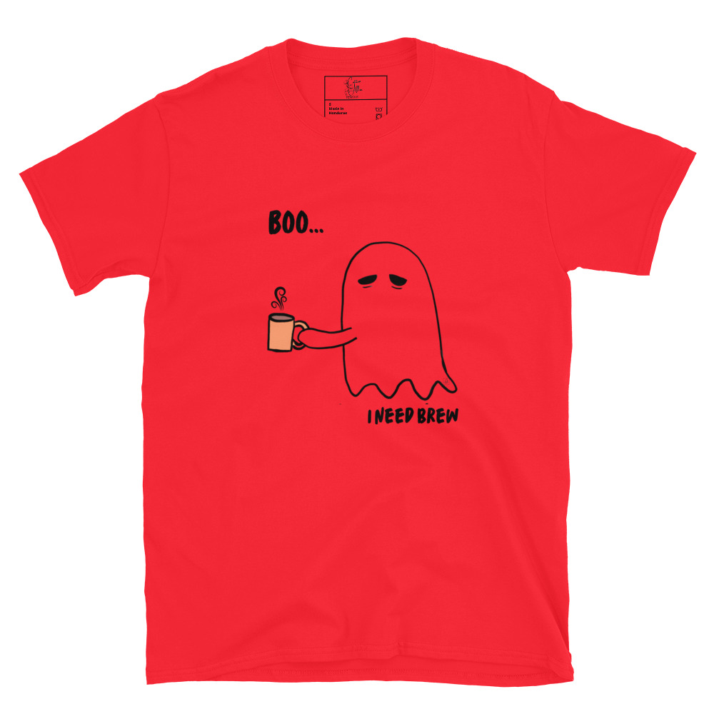 Short-Sleeve Unisex T-Shirt Boo I need Brew by Cotton Allie Designs @ Simply Sina - Image 8