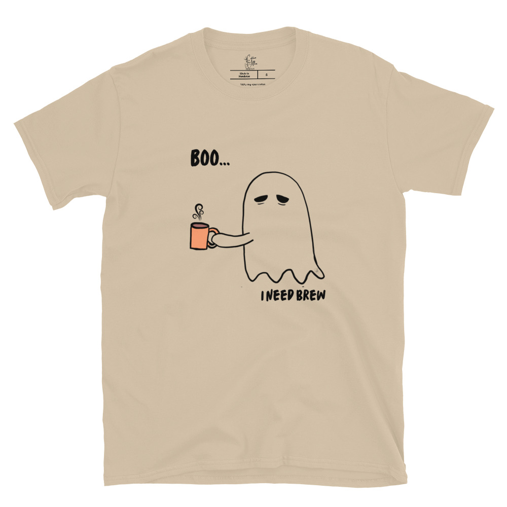 Short-Sleeve Unisex T-Shirt Boo I need Brew by Cotton Allie Designs @ Simply Sina - Image 12
