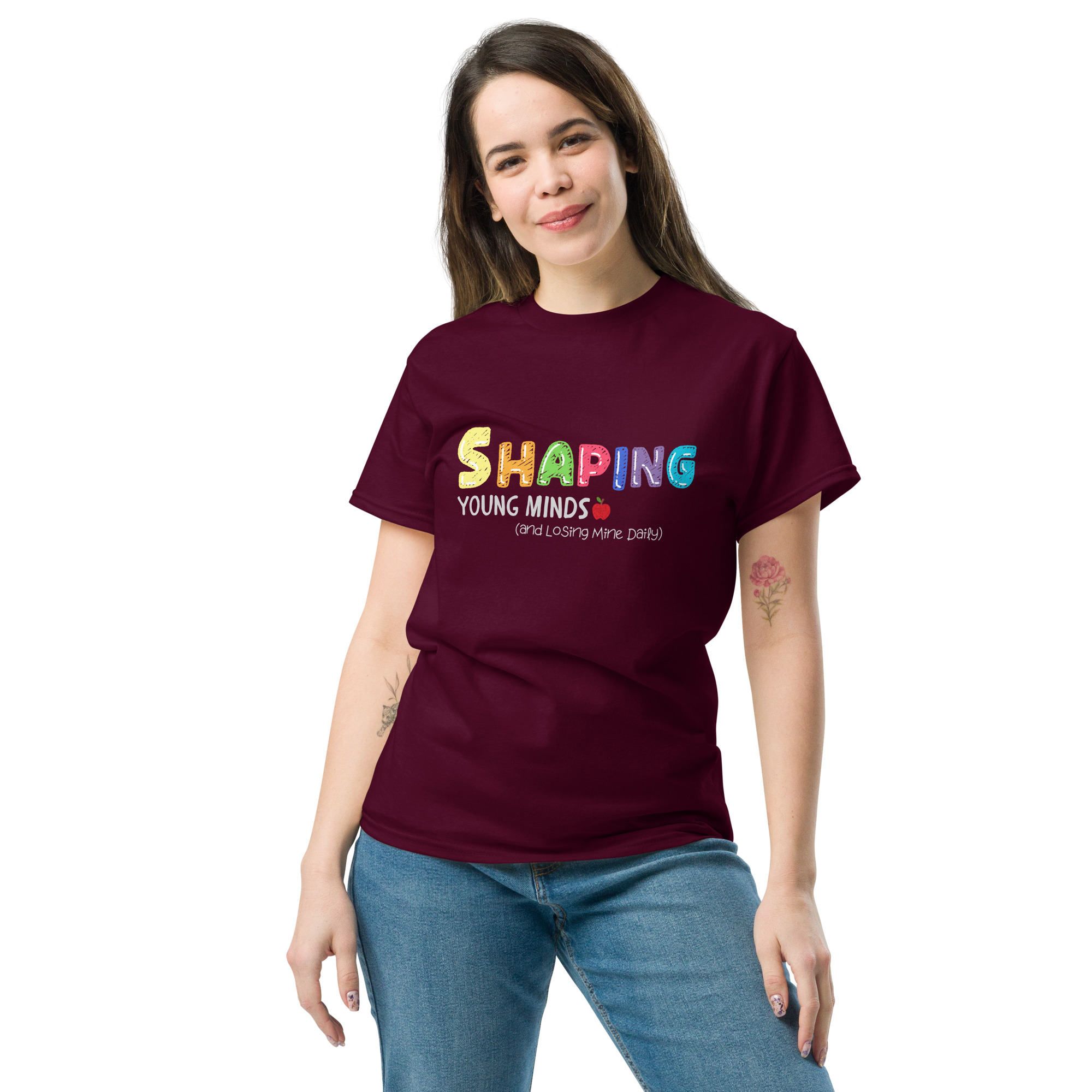 “Shaping Young Minds (and Losing Mine Daily)” by Simply Sina--Unisex classic tee - Image 15